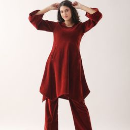 JISORA Solid Pure Cotton Co-ord Set-image-44