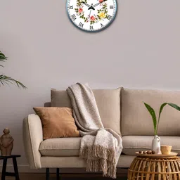 OLIVE TREE White & Blue Printed Analogue Contemporary Wooden Wall Clock-image-90