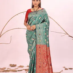 Florence Ethnic Motifs Woven Design Zari Kanjeevaram Saree-picture-27