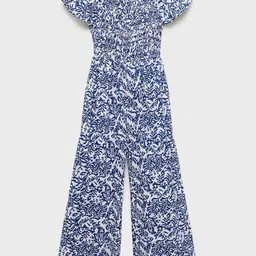 Mango Kids Girls Cotton Printed Smocked Jumpsuit-image-28