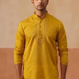 Jompers Geometric Embroidered Mandarin Collar Sequinned Straight Kurta-image-20