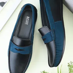 HERE&NOW Men Colourblocked Suede Loafers-picture-17