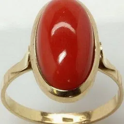 GenZcomplex Gold-Plated Untreated Coral Astrological Copper Studded Finger Ring-61