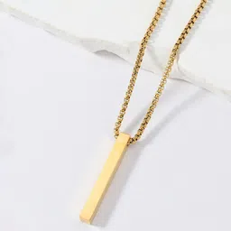 Jewels Galaxy Men Gold-Plated Stainless Steel Geometric Shaped Pendant With Chain-picture-55