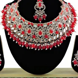 VATSALYA creation Rose Gold-Plated Artificial Stones Alloy Jewellery Set-image-32