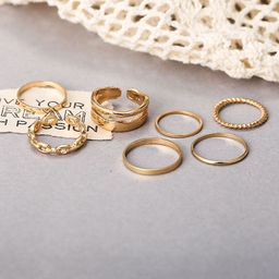 Shining Diva Fashion Set Of 7 Gold-Plated Rings-88