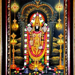 SUNINOW Gold Toned & Brown Tirupati Balaji Wooden Photo Frames-29