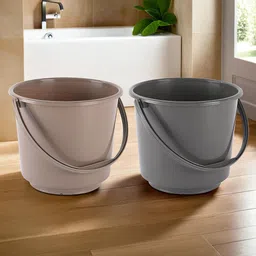 Kuber Industries Grey & Brown 2 Pieces Multi Purpose Small Bucket- 5ltr-31