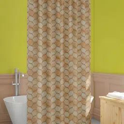 ArtzFolio Brown & Cream Colored Printed Waterproof Shower Curtain-image-67
