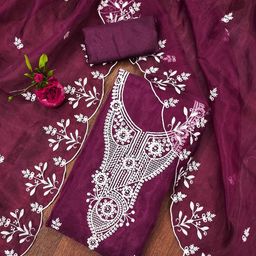 MANVAA Embroidered Organza Unstitched Dress Material-picture-43