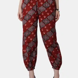 Popwings Women Bagru Print Relaxed Loose Fit Easy Wash Joggers-image-21