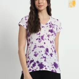 CHARMGAL Women Pack of 2 Dyed V-Neck Cotton T-shirts-picture-21