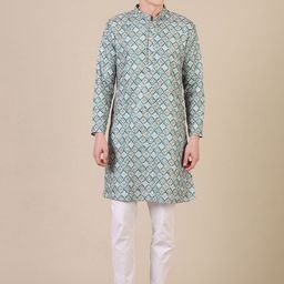 Stuffie Land Geometric Printed Regular Pure Cotton Straight Kurta with Pyjamas-image-50