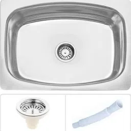 DENMARK SS Kitchen Sink Sink_24X18X9 Inches With Coupling & Adjustable Pipe Vessel Sink-image-53