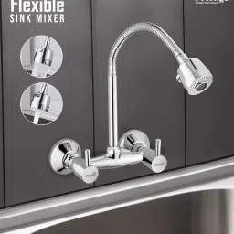 Turbo Brass Sink with Dual Flow Flexible Swivel Spout, Mixer Faucet-image-73