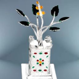 Solid Chandi / Silver Tulsi Small Plant for Home/Office for Pooja_I5 Decorative Showpiece - 7 cm-image-18