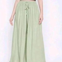 classi kaari Women Flared Light Green Polycotton Trousers-picture-2