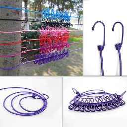 clothesline clip rope with attached 12 clips Plastic Cloth Clips-image-52