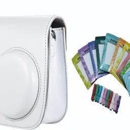 Stela PU Leather Protective Camera Case Pouch with Pocket and Bunting Paper Compatible with Instant Mini 12 Camera Bag-15