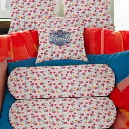 Combo Set of 3 Cushion And 2 Microfibre Floral Bolster Pack of 5-53