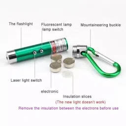 Sloies 3in1 Laser Pointer Laser Torch Key Chain 650 multicolor image 2