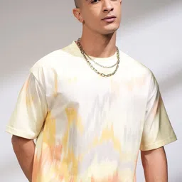 HIGHLANDER Men Oversized Drop Shoulder Round Neck Elbow Label TShirt-84