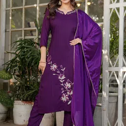 Brand Hill Women Floral Embroidered Kurta with Trousers & Dupatta-picture-38