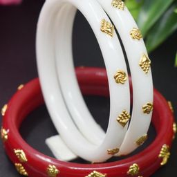 SATTIK Set Of 4 Gold-plated Brass Bangles-image-47