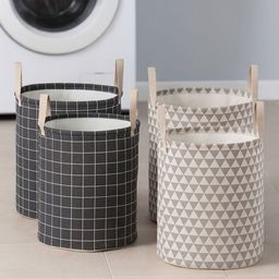Aura 4Pcs Dark-Grey & Grey Printed Foldable Laundry Bag With Handle - 60 L-picture-45
