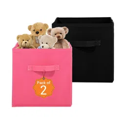 Kuber Industries Pink & Black 2 Pieces Non-Woven Cloth Organisers-33