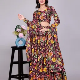 Kinjo Printed Ready to Wear Lehenga & Blouse With Dupatta-image-74