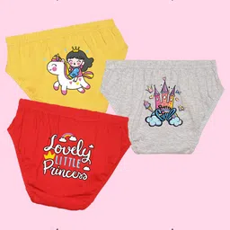 NUSYL Girls Pack Of 3 Unicorn Magic Printed Cotton Basic Briefs-picture-49