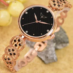 WHITE BIRD Women Brass Dial & Bracelet Style Straps Analogue Watch 6017 Rose D Black-picture-18