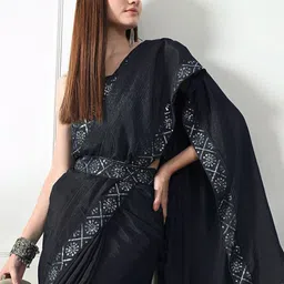 DIVASTRI Sequinned Pure Georgette Saree-image-8
