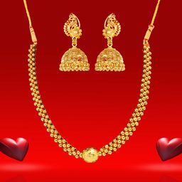 Heer Collection Gold Plated Necklace With Earrings-image-53