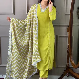 CANBIA Women Solid Kurta with Trousers & Dupatta-picture-16