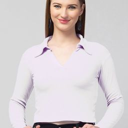 Trend Level Women Shirt Collar Cotton Crop Top-image-94