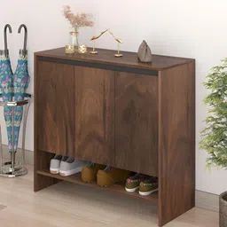 bluewud Brown 8-Layers EngineeredWood 3 Doors Shoe Rack With Premium Handle Less Design-image-25