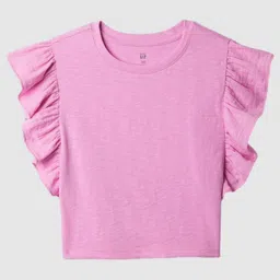 GAP Girls Pure Cotton Ruffled Knitted Short Sleeves Top-image-57