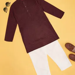 indus route by Pantaloons Boys Geometric Woven Design Mandarin Collar Pure Cotton  Kurta-29
