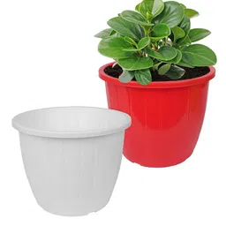 Kuber Industries Red & White Pack of 2 Duro-Design Flower Planters-image-82