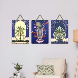 ArtVibes Blue & Beige 3 Pieces Printed Wooden Wall Hanging Decors-image-54