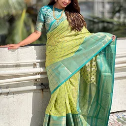 all about you Woven Design Zari Silk Blend Kanjeevaram Saree-image-85