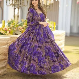ZestLeaf Printed Anarkali Ethnic Dress With Dupatta-image-28