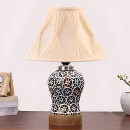 Aura Off White & Blue Glass Frustum Shaped Table Lamp-picture-40