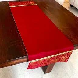 PILOVILO Maroon Embroidery Banarasi Small Runner-23