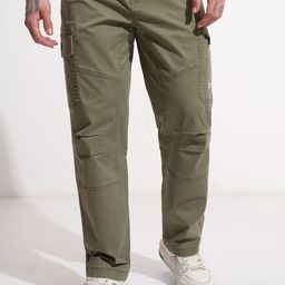 HIGHLANDER Men Solid Relaxed Fit Mid-Rise Casual Cargos-image-67