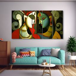The Castle Decor Red & Green 5 Pieces Radha Krishna Religious Wooden Wall Arts-image-70