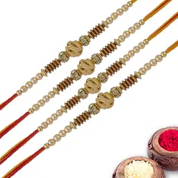 MEIRA JEWELLERY 6-Pcs Rakhi With Roli Chawal & Greeting Card-8