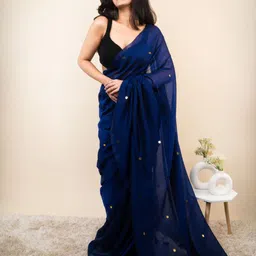KRITVA FASHION Embellished Mirror Work Pure Cotton Saree-picture-14
